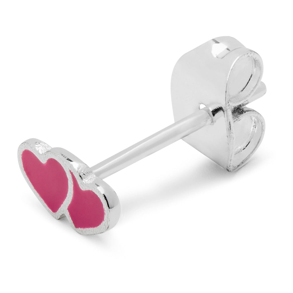 LULU Copenhagen 2Hearts boucle d'oreille 1 pièce plaqué argent Ear stud, 1 pcs Plum