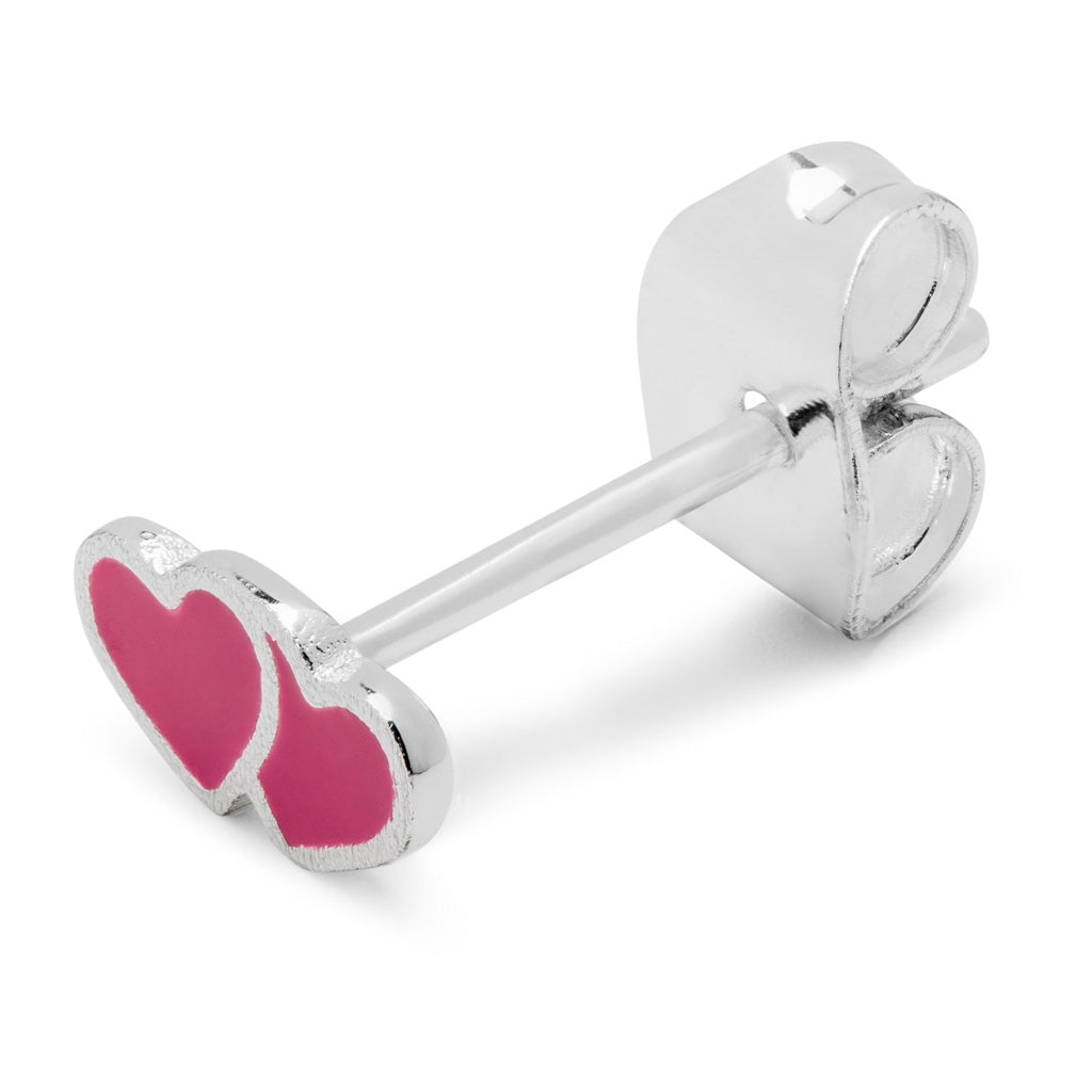 LULU Copenhagen 2Hearts boucle d'oreille 1 pièce plaqué argent Ear stud, 1 pcs Plum