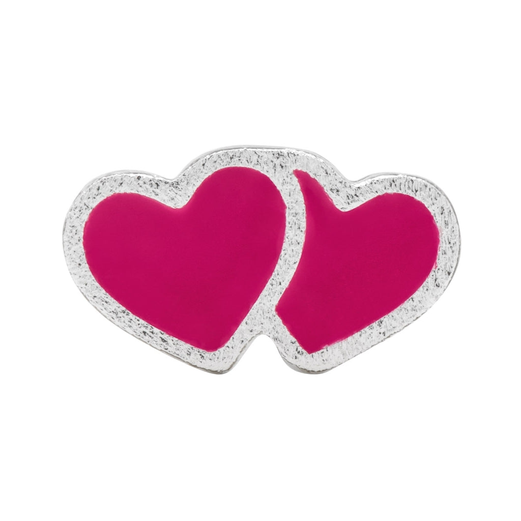 LULU Copenhagen 2Hearts boucle d'oreille 1 pièce plaqué argent Ear stud, 1 pcs Plum