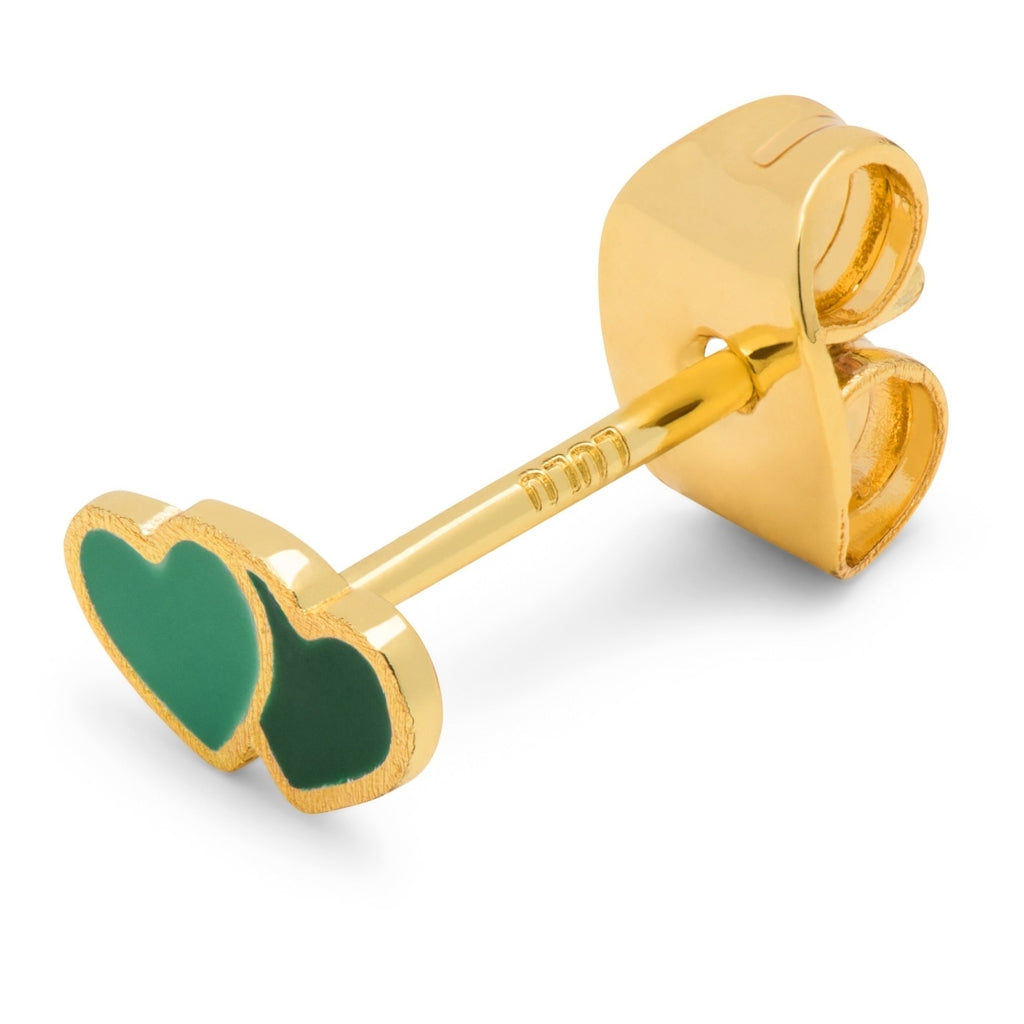 LULU Copenhagen 2Hearts boucle d'oreille 1 pièce plaqué or Ear stud, 1 pcs Green/Light Green