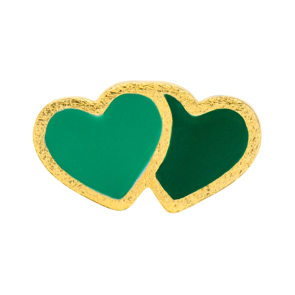 LULU Copenhagen 2Hearts boucle d'oreille 1 pièce plaqué or Ear stud, 1 pcs Green/Light Green