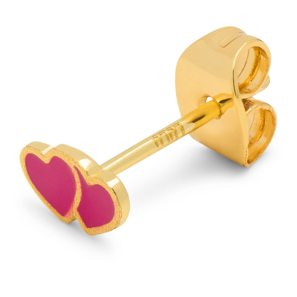 LULU Copenhagen 2Hearts boucle d'oreille 1 pièce plaqué or Ear stud, 1 pcs Plum