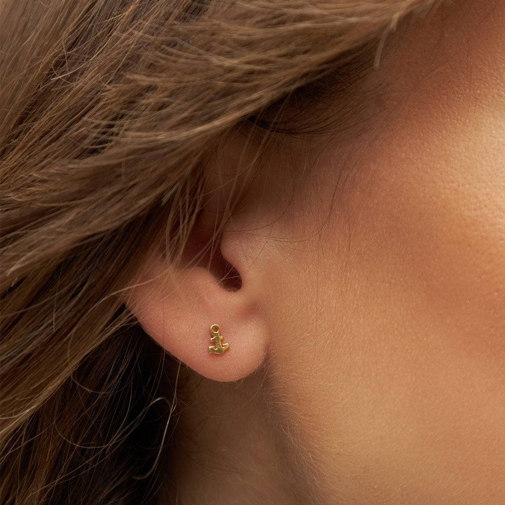 LULU Copenhagen Anchor boucle d'oreille 1 pièce Ear stud, 1 pcs Gold Plated