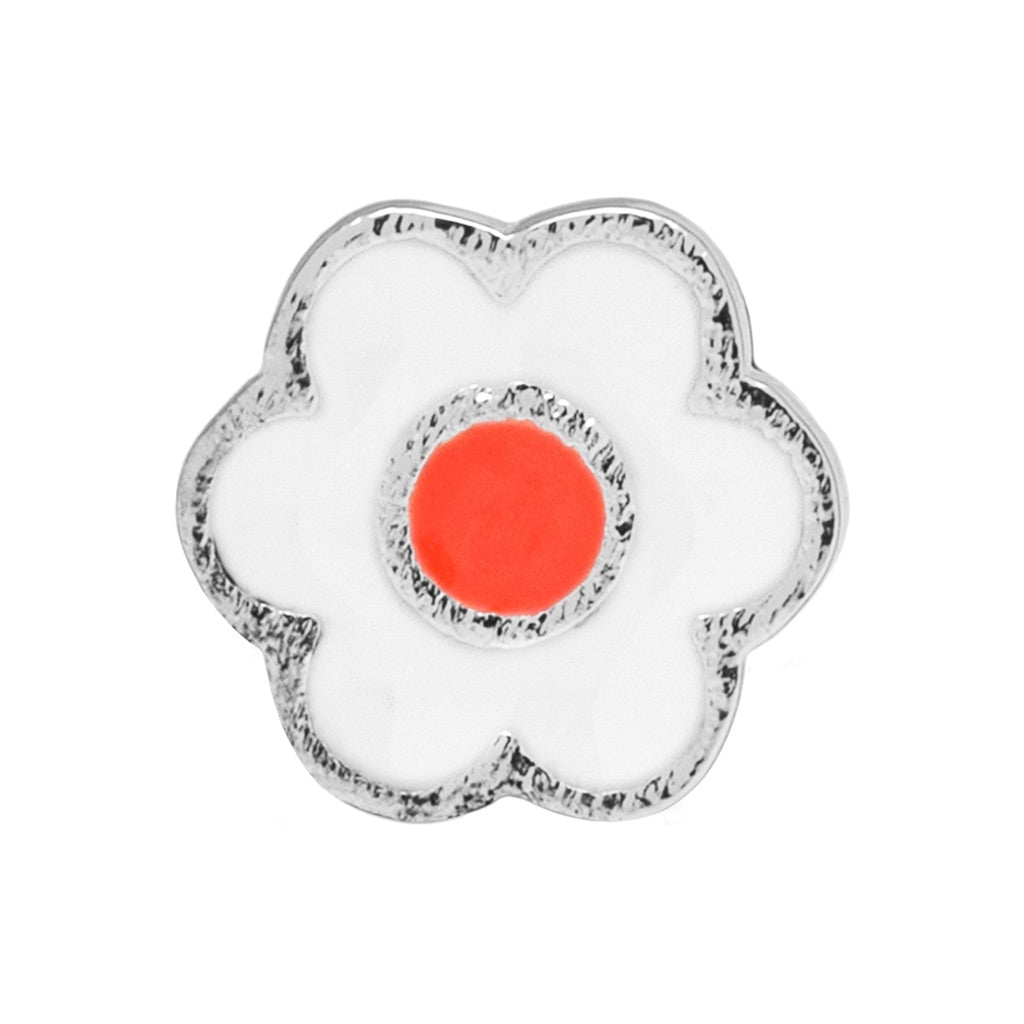 LULU Copenhagen Anemone boucle d'oreille 1 pièce plaqué argent Ear stud, 1 pcs Orange/Coral - White