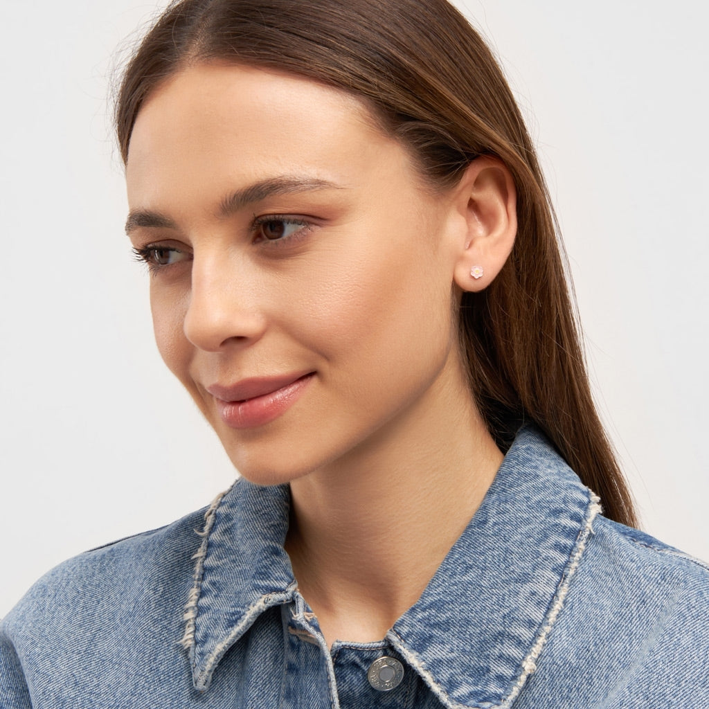 LULU Copenhagen Anemone boucle d'oreille 1 pièce plaqué argent Ear stud, 1 pcs Yellow-Pink
