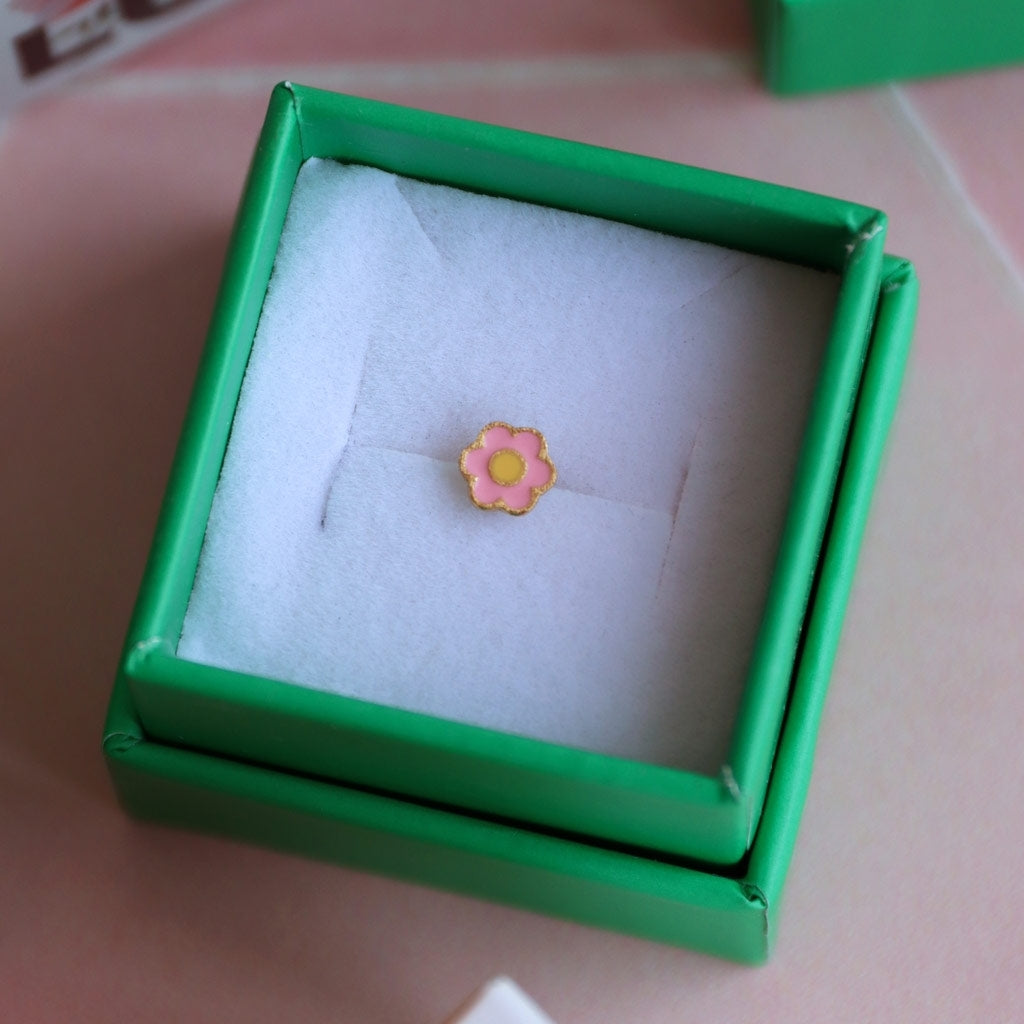 LULU Copenhagen Anemone boucle d'oreille 1 pièce plaqué or Ear stud, 1 pcs Yellow-Pink