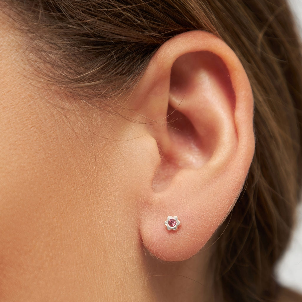 LULU Copenhagen Blomst Brillant boucle d'oreille 1 pièce Ear stud, 1 pcs Pink