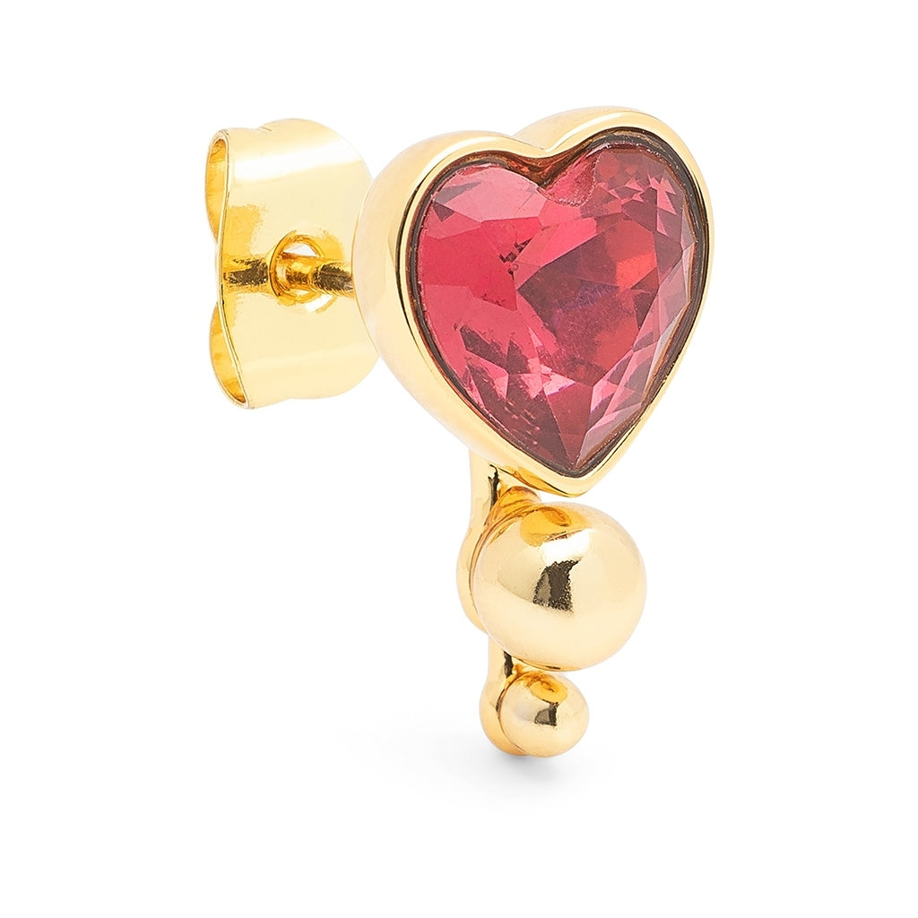 LULU Copenhagen Bouquet Crystal Heart boucle d'oreille 1 pièce Ear stud, 1 pcs Gold Plated