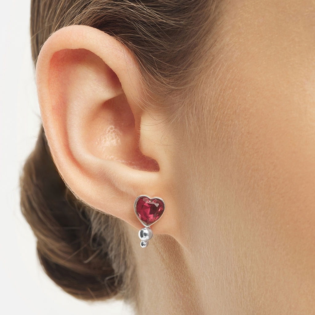 LULU Copenhagen Bouquet Crystal Heart boucle d'oreille 1 pièce Ear stud, 1 pcs Silver Plated