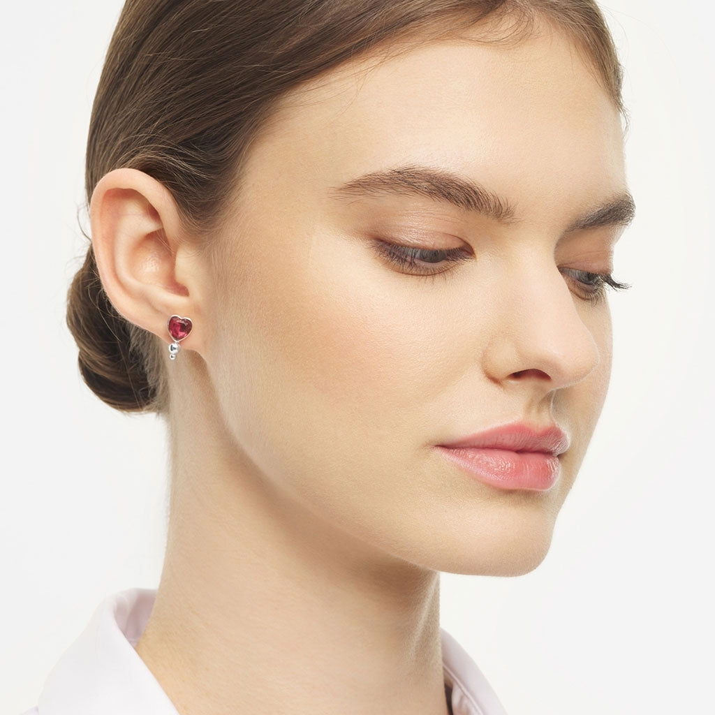 LULU Copenhagen Bouquet Crystal Heart boucle d'oreille 1 pièce Ear stud, 1 pcs Silver Plated
