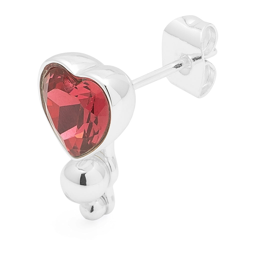 LULU Copenhagen Bouquet Crystal Heart boucle d'oreille 1 pièce Ear stud, 1 pcs Silver Plated