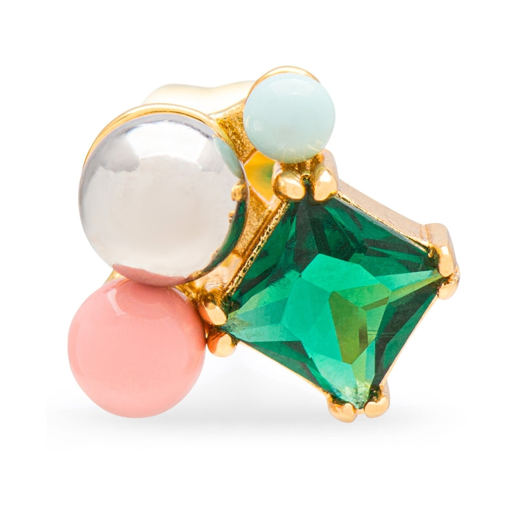LULU Copenhagen Bouquet Green Bling boucle d'oreille 1 pièce Ear stud, 1 pcs Gold Plated