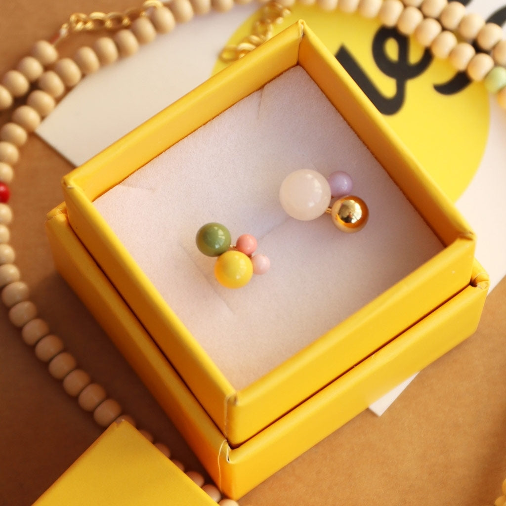 LULU Copenhagen Bouquet Green Yellow boucle d'oreille 1 pièce Ear stud, 1 pcs Gold Plated