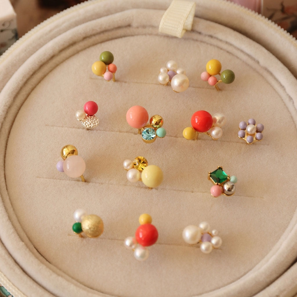 LULU Copenhagen Bouquet Green Yellow boucle d'oreille 1 pièce Ear stud, 1 pcs Gold Plated