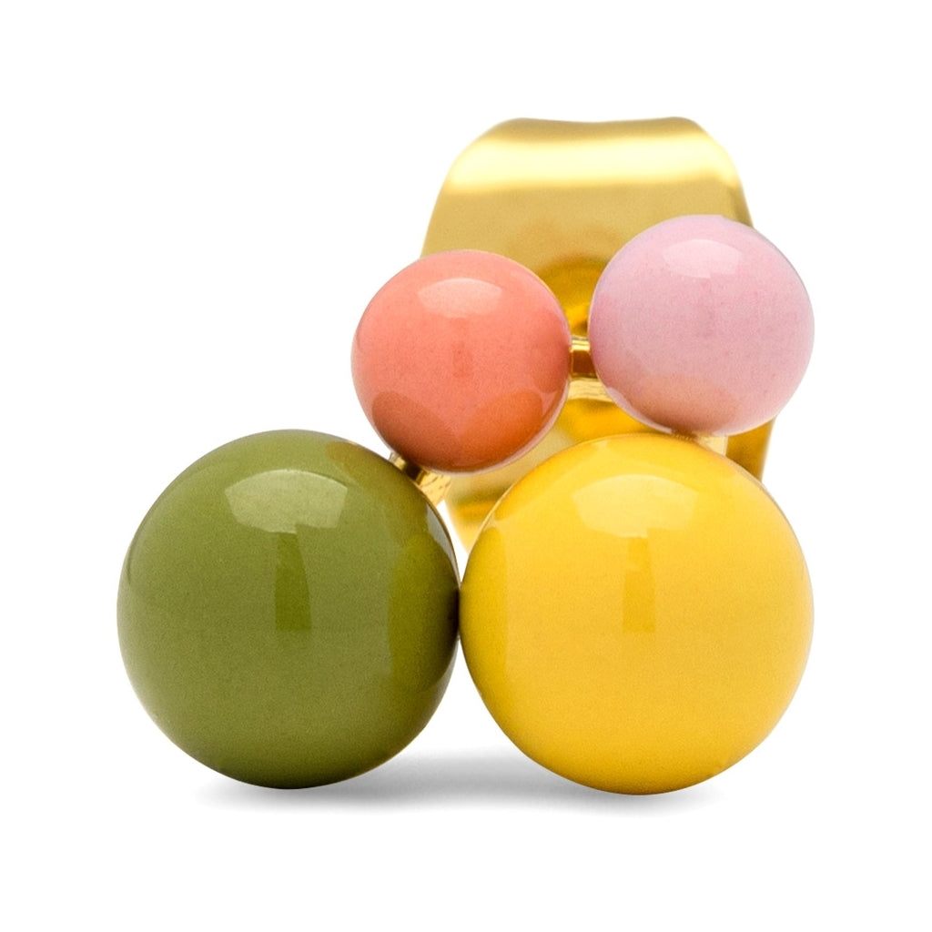 LULU Copenhagen Bouquet Green Yellow boucle d'oreille 1 pièce Ear stud, 1 pcs Gold Plated