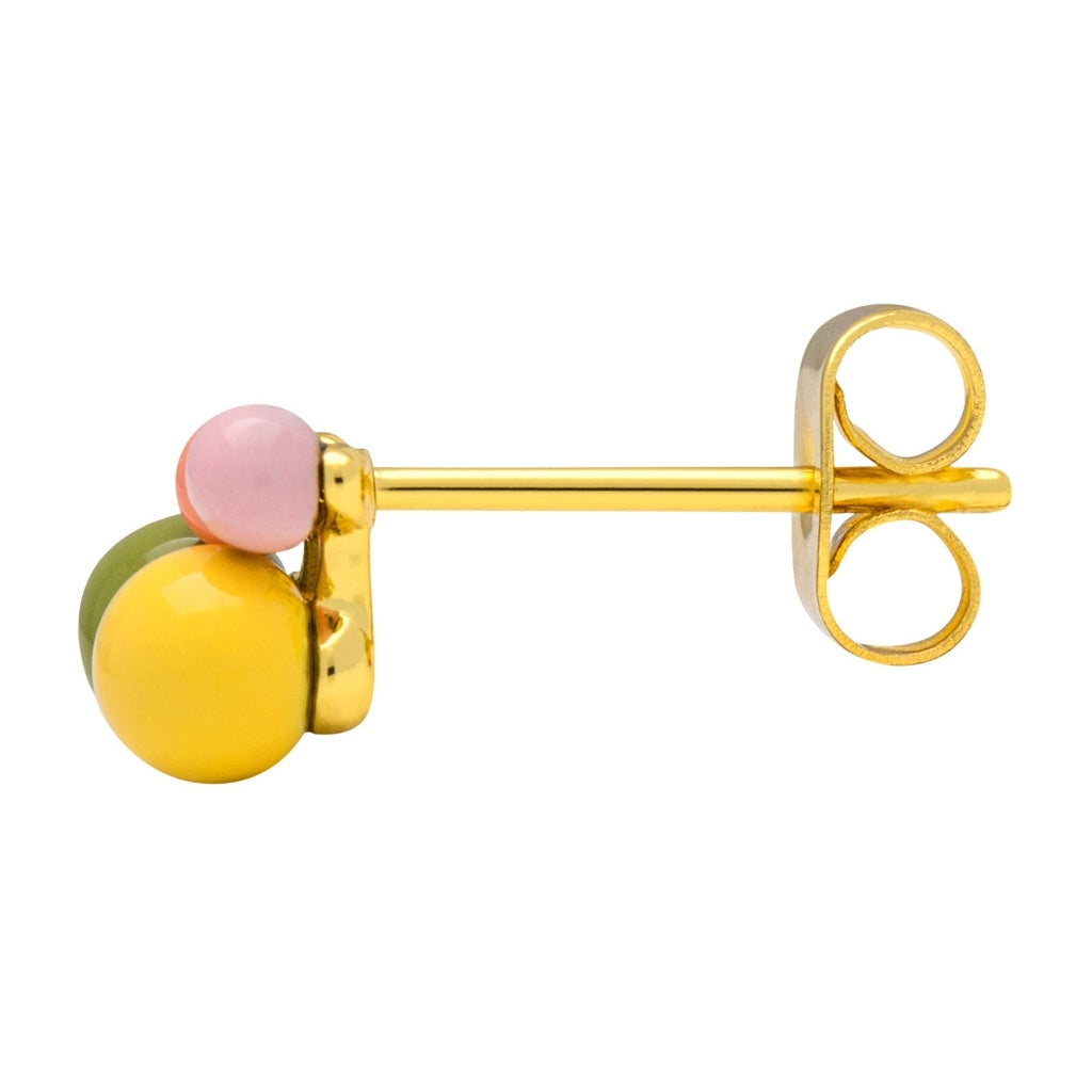 LULU Copenhagen Bouquet Green Yellow boucle d'oreille 1 pièce Ear stud, 1 pcs Gold Plated
