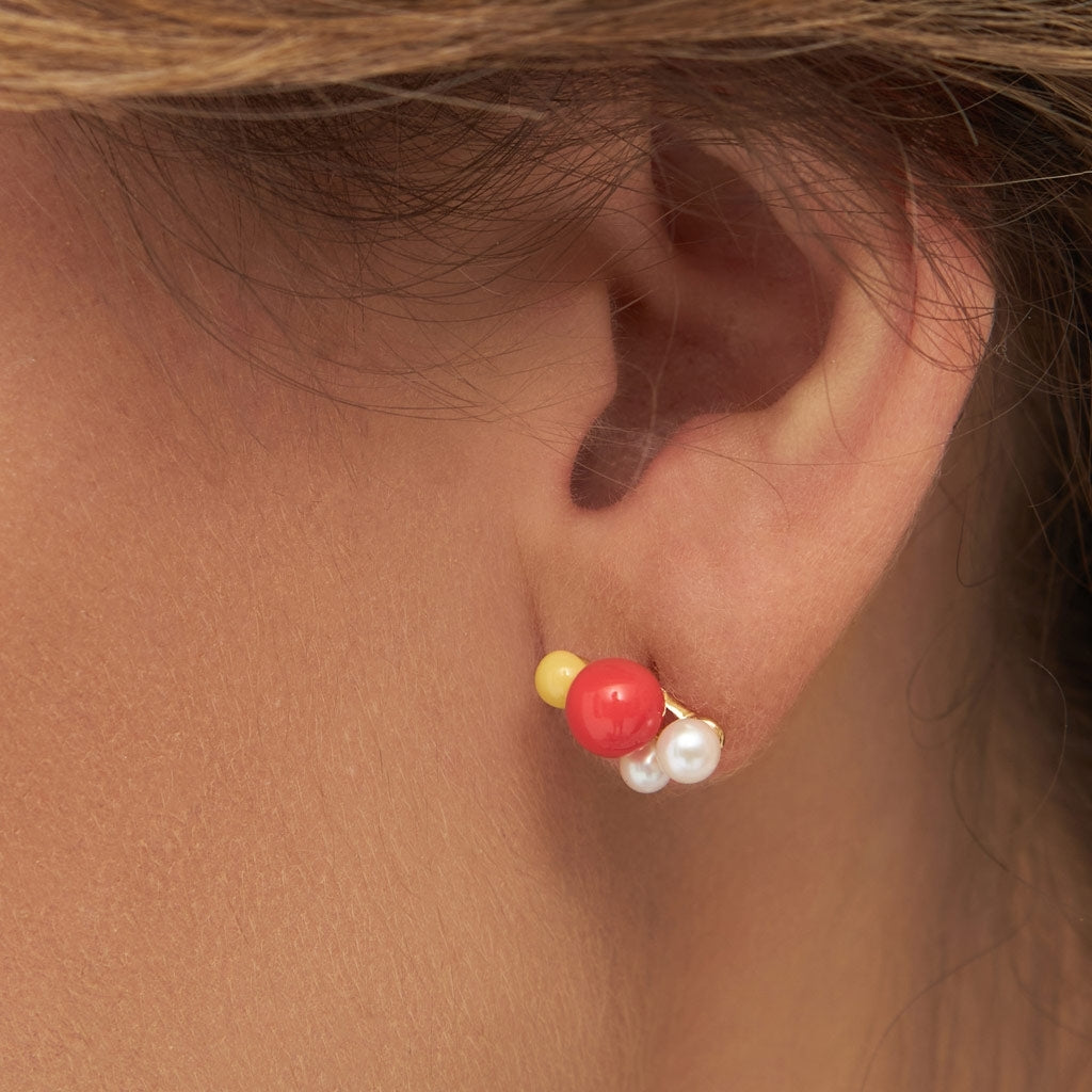 LULU Copenhagen Bouquet Red boucle d'oreille 1 pièce Ear stud, 1 pcs Gold Plated