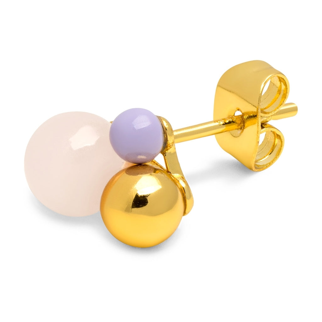 LULU Copenhagen Bouquet Rose Quartz boucle d'oreille 1 pièce Ear stud, 1 pcs Gold Plated