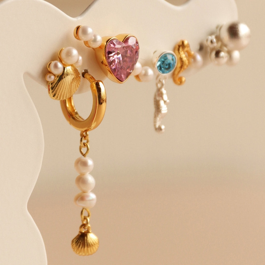 LULU Copenhagen Bouquet Shell & Pearls boucle d'oreille 1 pièce Ear stud, 1 pcs Gold Plated