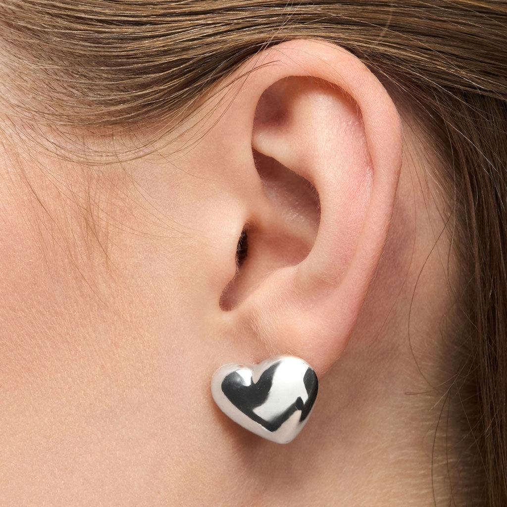 LULU Copenhagen Bubble Heart boucle d'oreille 1 pièce - plaqué argent Ear stud, 1 pcs Silver Plated