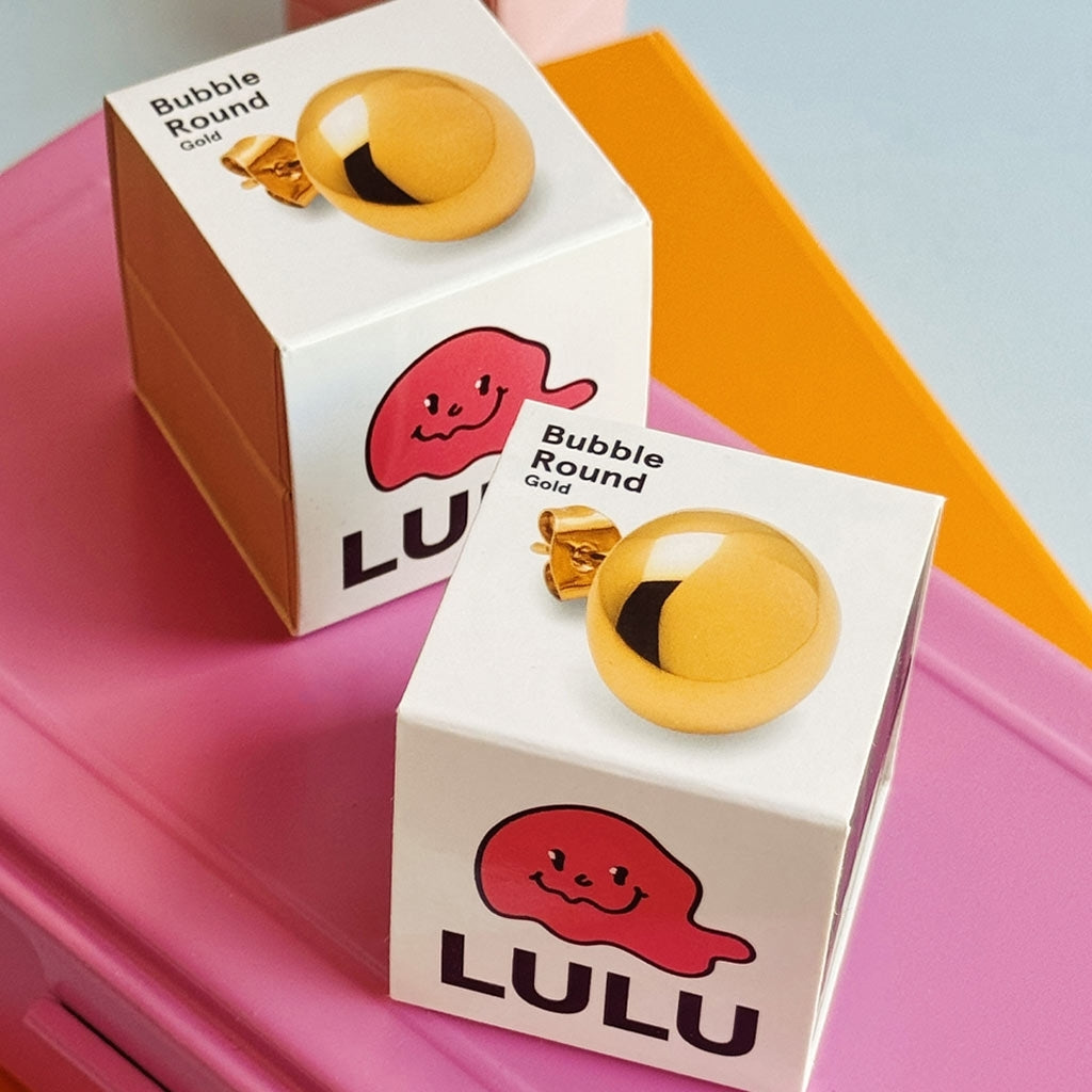 LULU Copenhagen Bubble Round boucle d'oreille 1 pièce - plaqué or Ear stud, 1 pcs Gold Plated