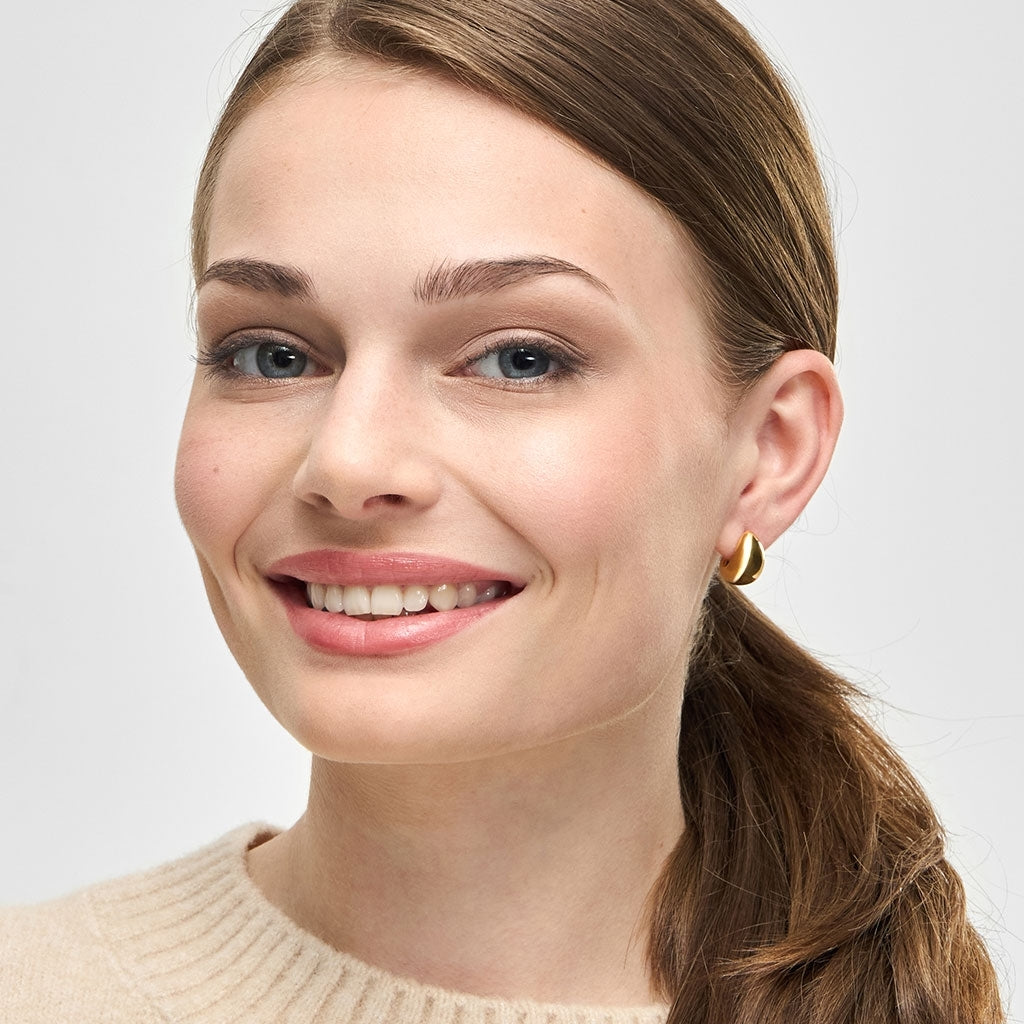 LULU Copenhagen Chunky Drop Hoops paire - plaqué or Hoops Gold Plated