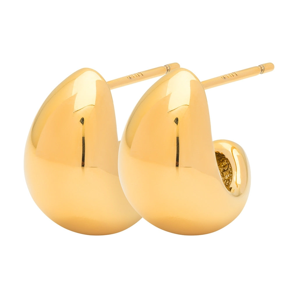 LULU Copenhagen Chunky Drop Hoops paire - plaqué or Hoops Gold Plated