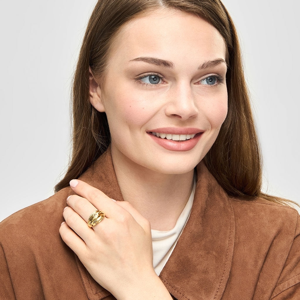 LULU Copenhagen Chunky Silk Anneau - plaqué or Rings Gold Plated