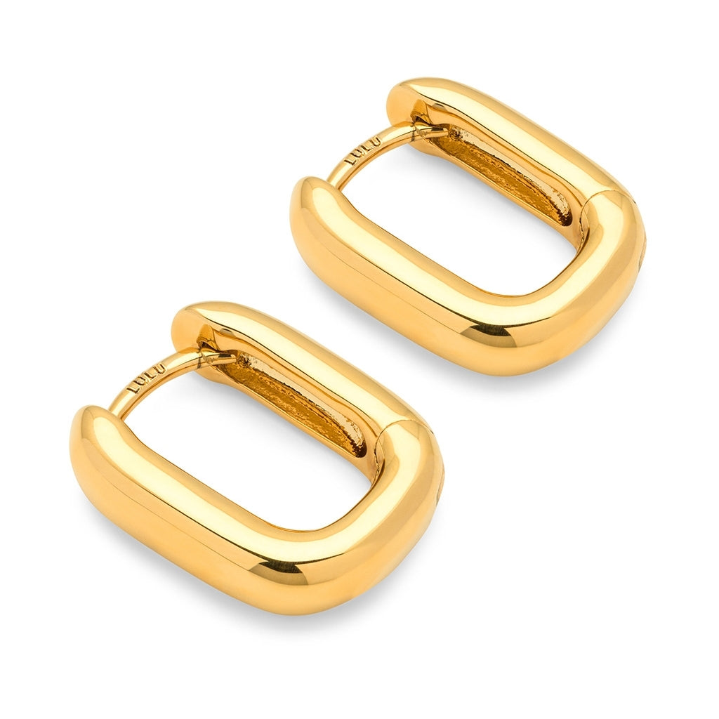 LULU Copenhagen Chunky Square Hoops paire - plaqué or Hoops Gold Plated