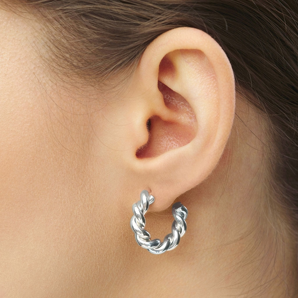 LULU Copenhagen Chunky Twisted Hoops paire - plaqué argent Hoops Silver Plated