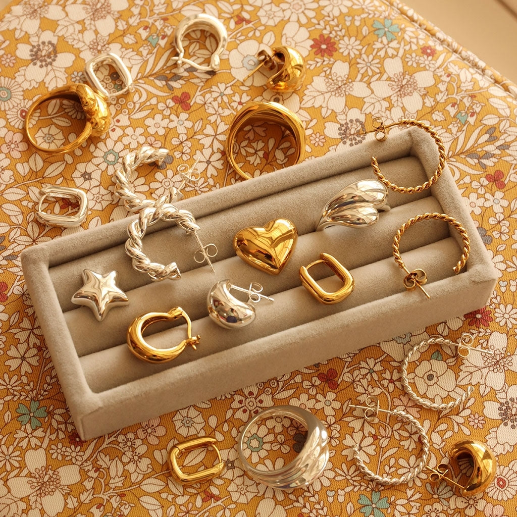 LULU Copenhagen Chunky Twisted Hoops paire - plaqué or Hoops Gold Plated