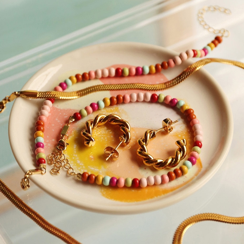 LULU Copenhagen Chunky Twisted Hoops paire - plaqué or Hoops Gold Plated