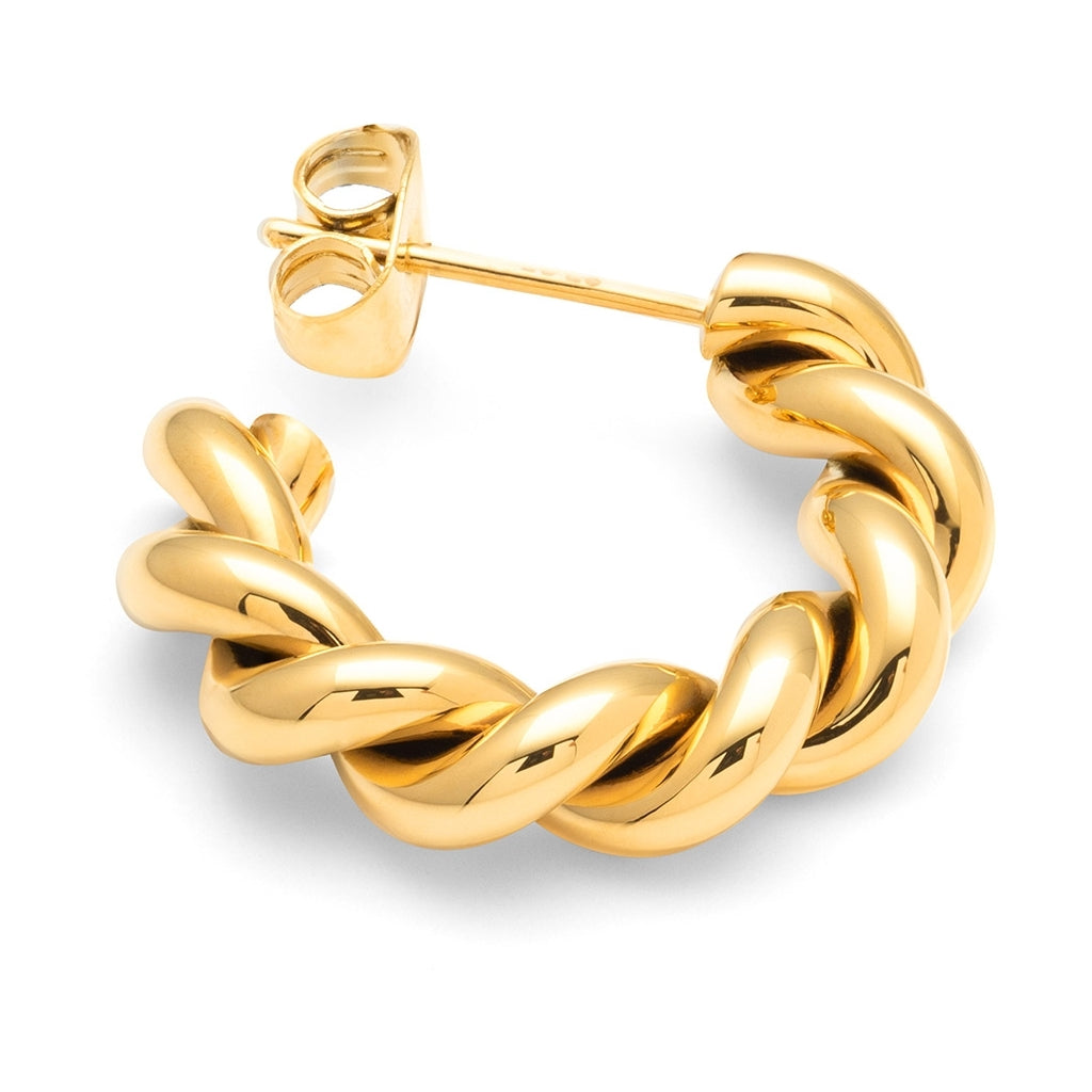 LULU Copenhagen Chunky Twisted Hoops paire - plaqué or Hoops Gold Plated