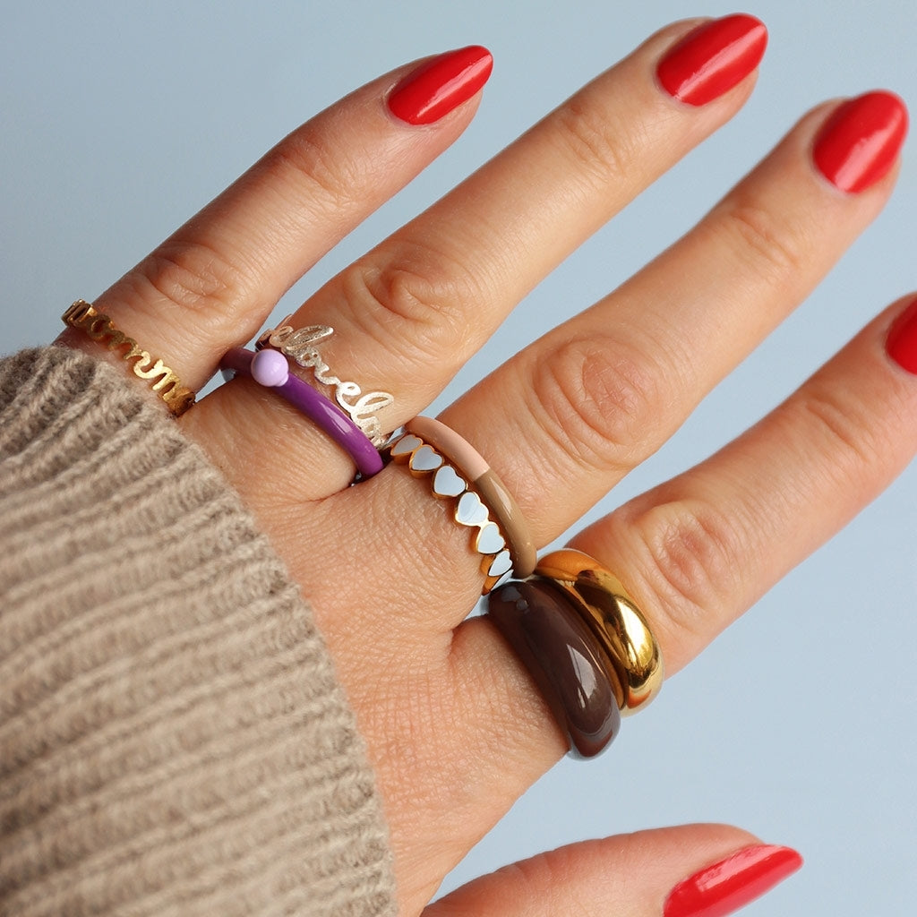 LULU Copenhagen Color Anneau Chunky Rings Gold Plated