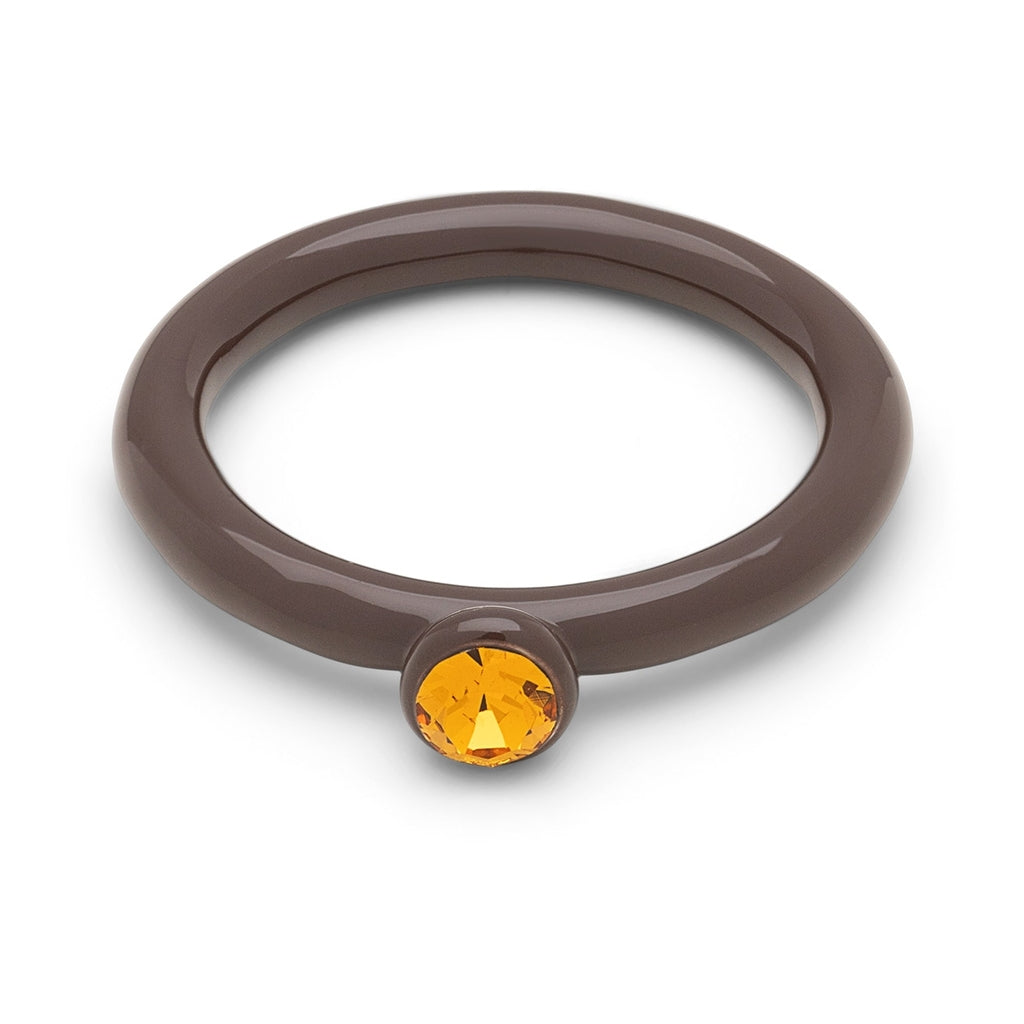 LULU Copenhagen Color Anneau Crystal Rings Cocoa Powder