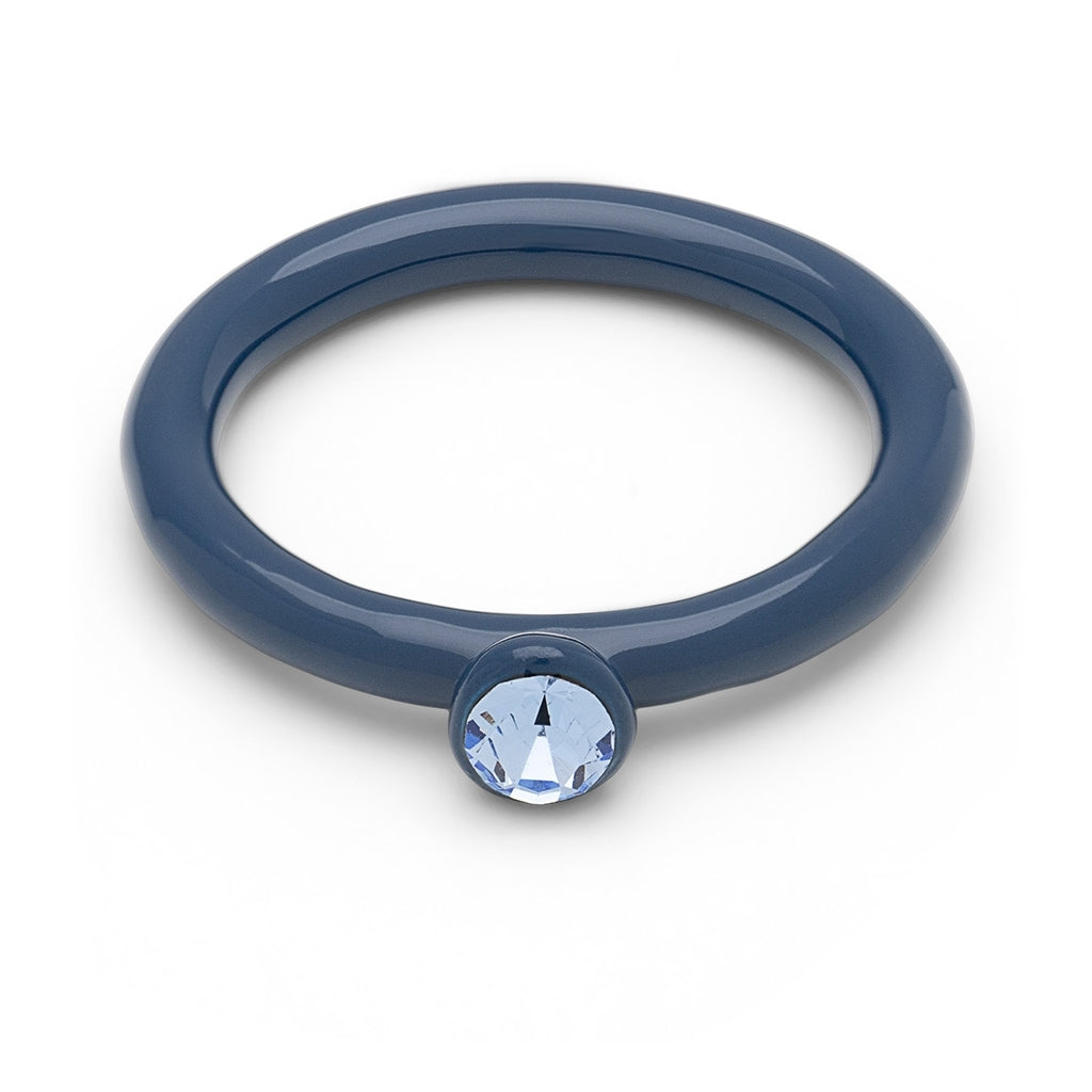 LULU Copenhagen Color Anneau Crystal Rings Retro Dark Blue