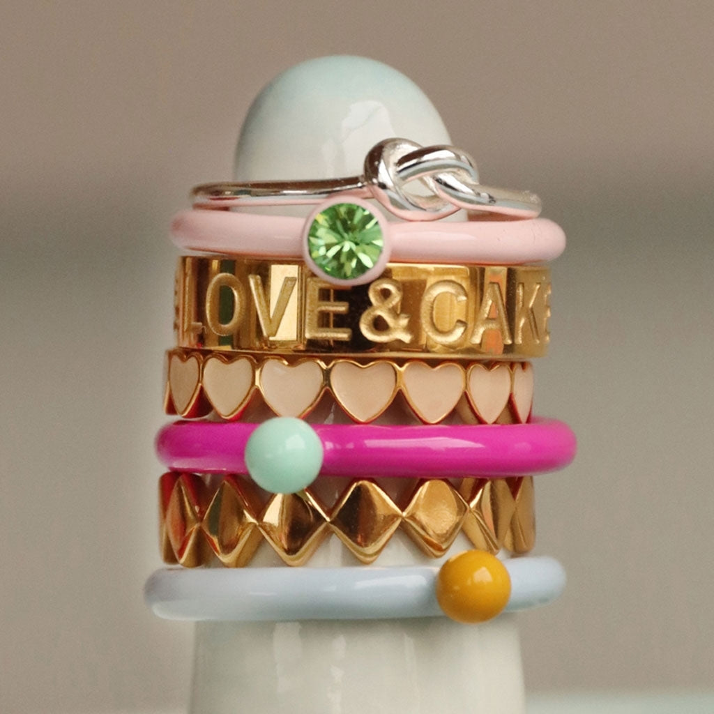 LULU Copenhagen Color Anneau Crystal Rings Silk Light Pink