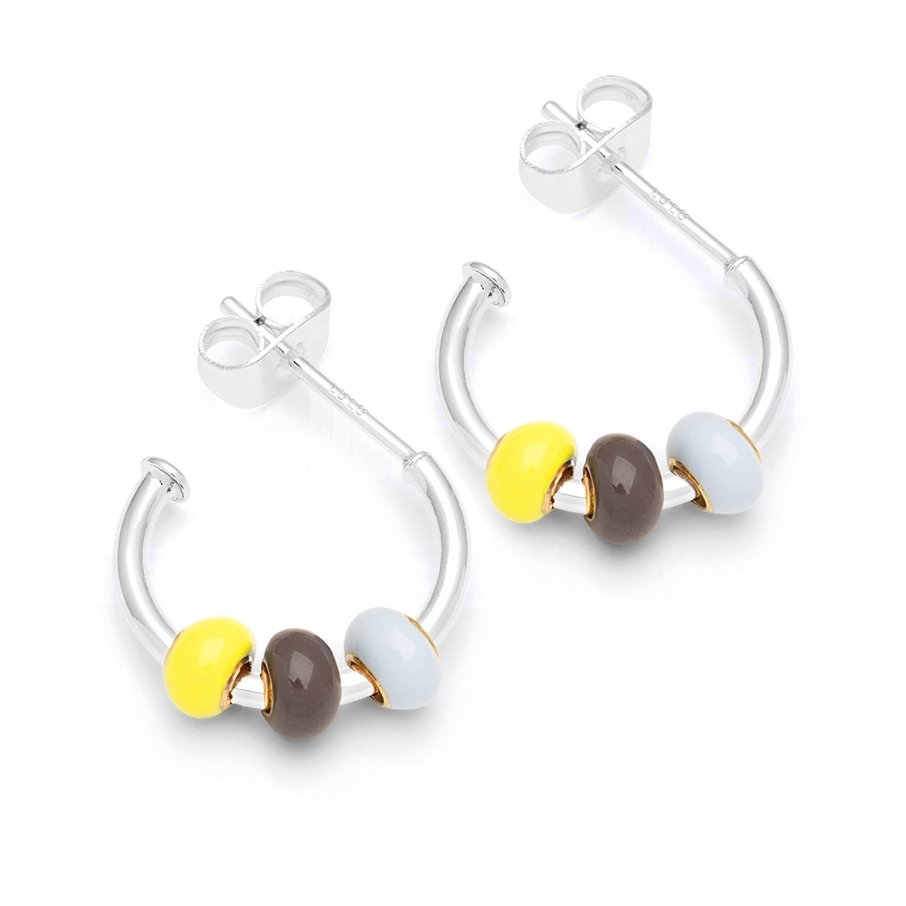 LULU Copenhagen Color Ball 3 Hoops paires - Plaqué argent Hoops Poetry