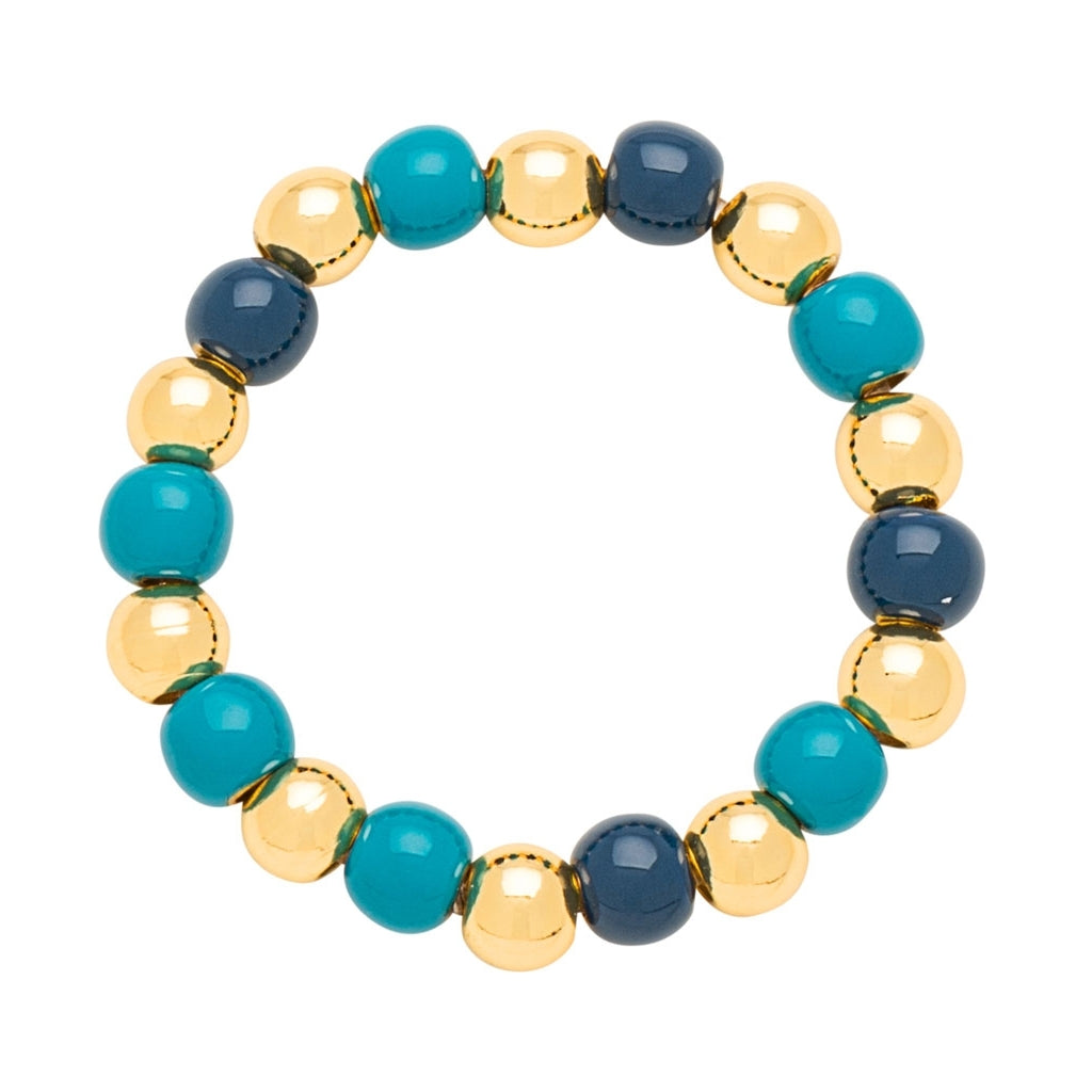 LULU Copenhagen Color Ball Beads Bague Rings Retro Blue/Retro Dark Blue/Gold Plated