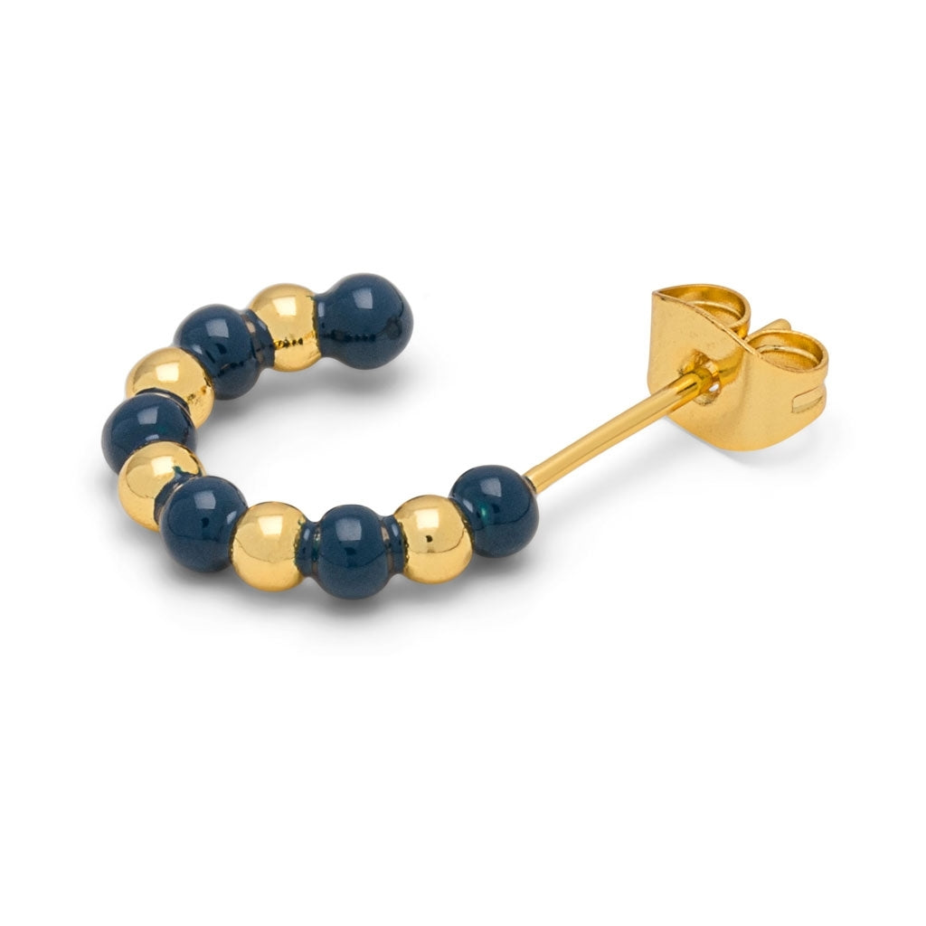 LULU Copenhagen Color Ball Beads Hoops pair Hoops Gold Plated/Retro Dark Blue