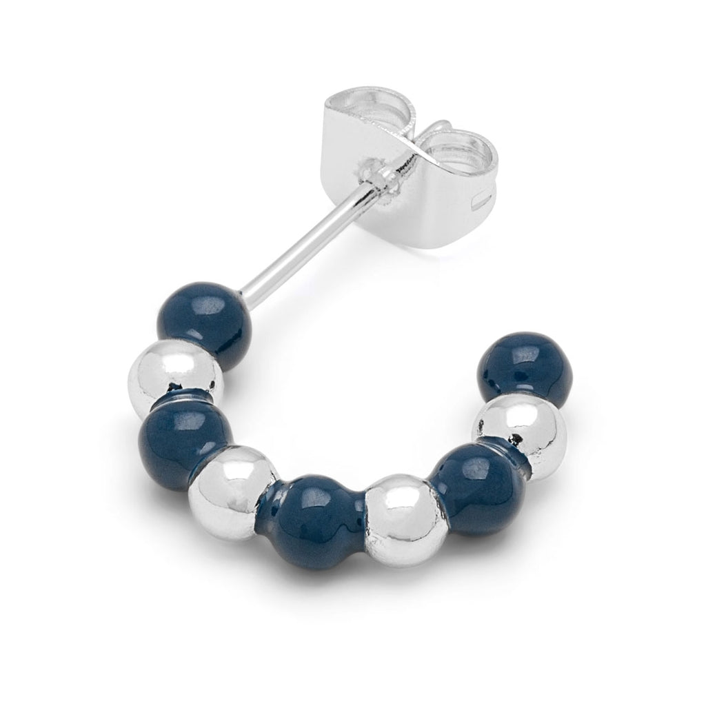 LULU Copenhagen Color Ball Beads Hoops pair Hoops Silver Plated/Retro Dark Blue