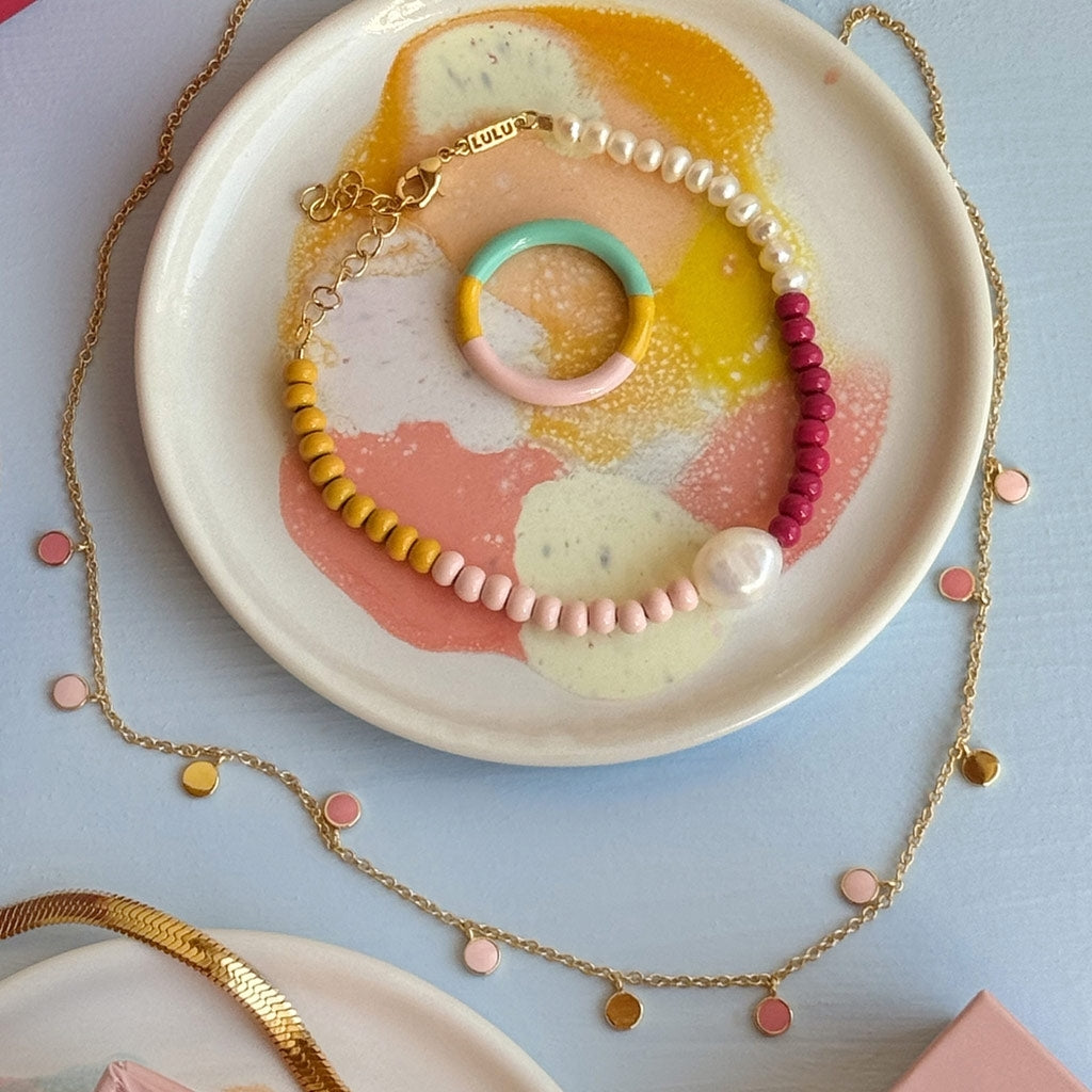 LULU Copenhagen Color Ball Bracelet Pearls plaqué or Bracelets Gold Plated