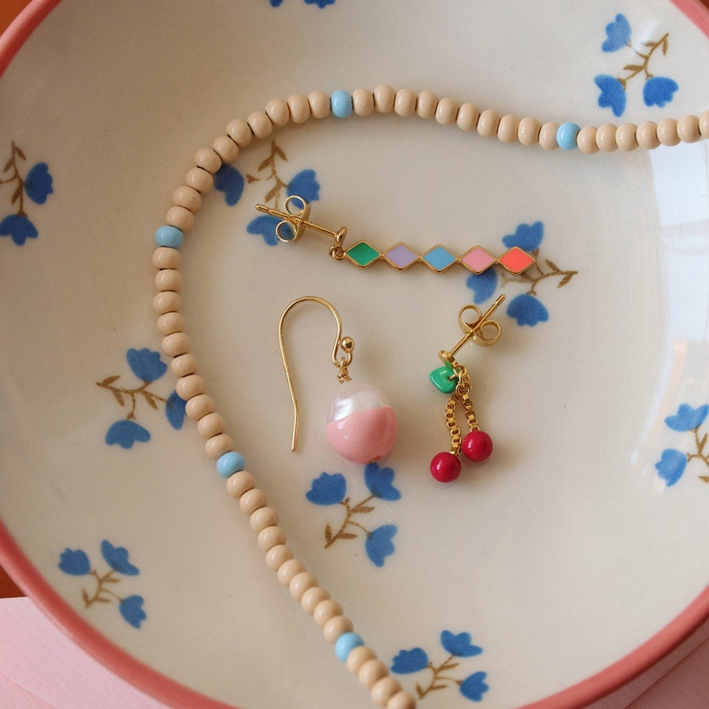 LULU Copenhagen Color Ball Collier court Necklaces Buttercream/Light Blue