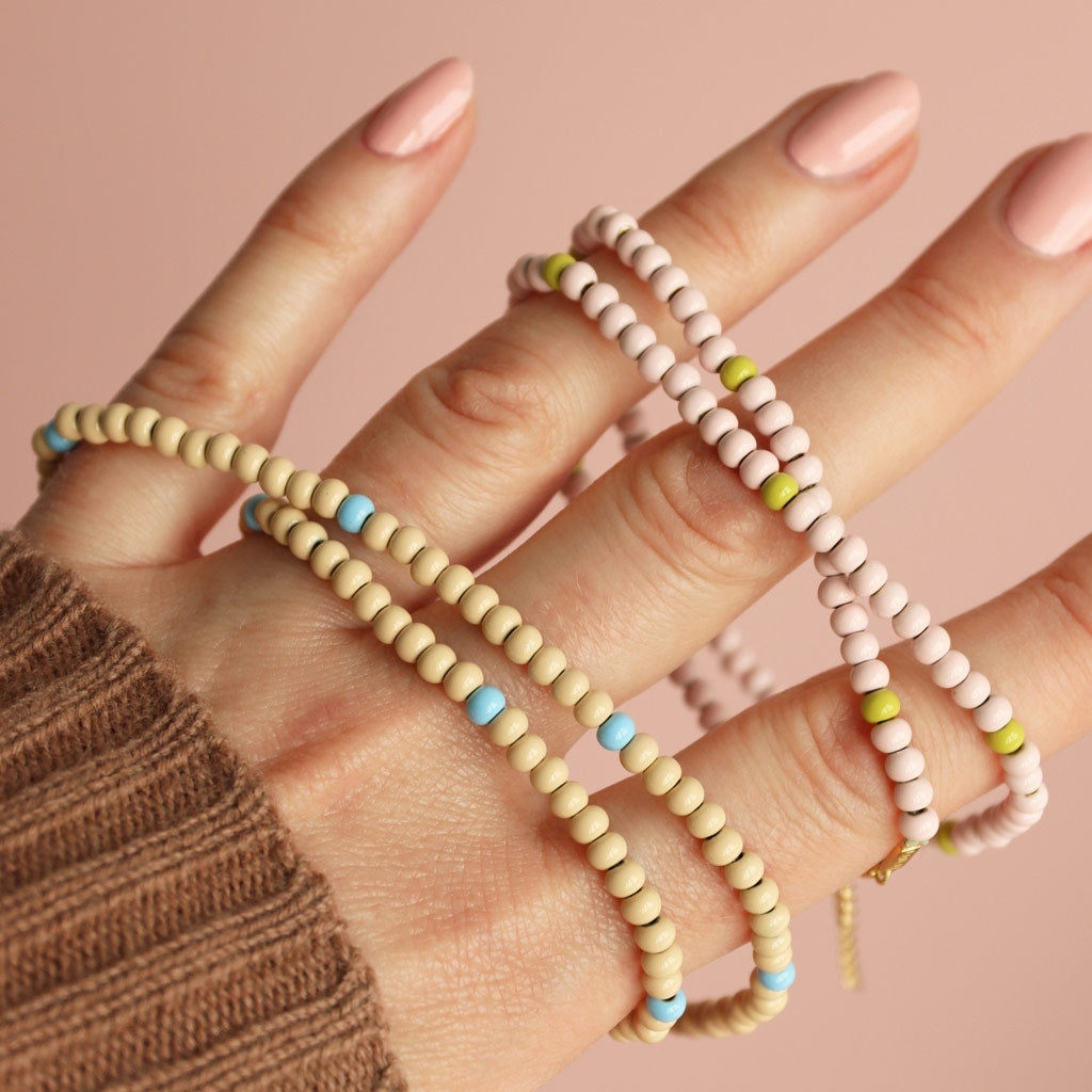 LULU Copenhagen Color Ball Collier court Necklaces Silke Light Pink/ Lime