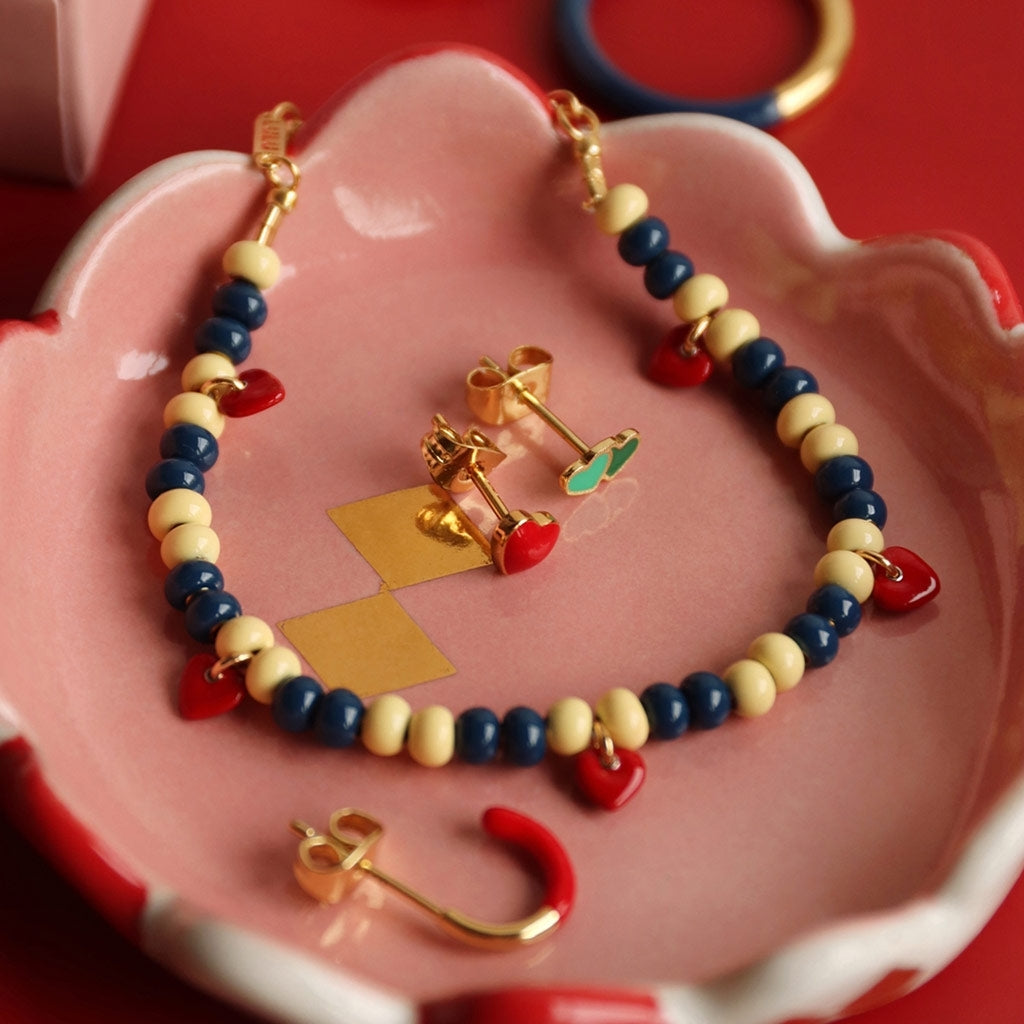 LULU Copenhagen Color Ball Heart Bracelet Bracelets Soft Yellow/Retro Dark Blue