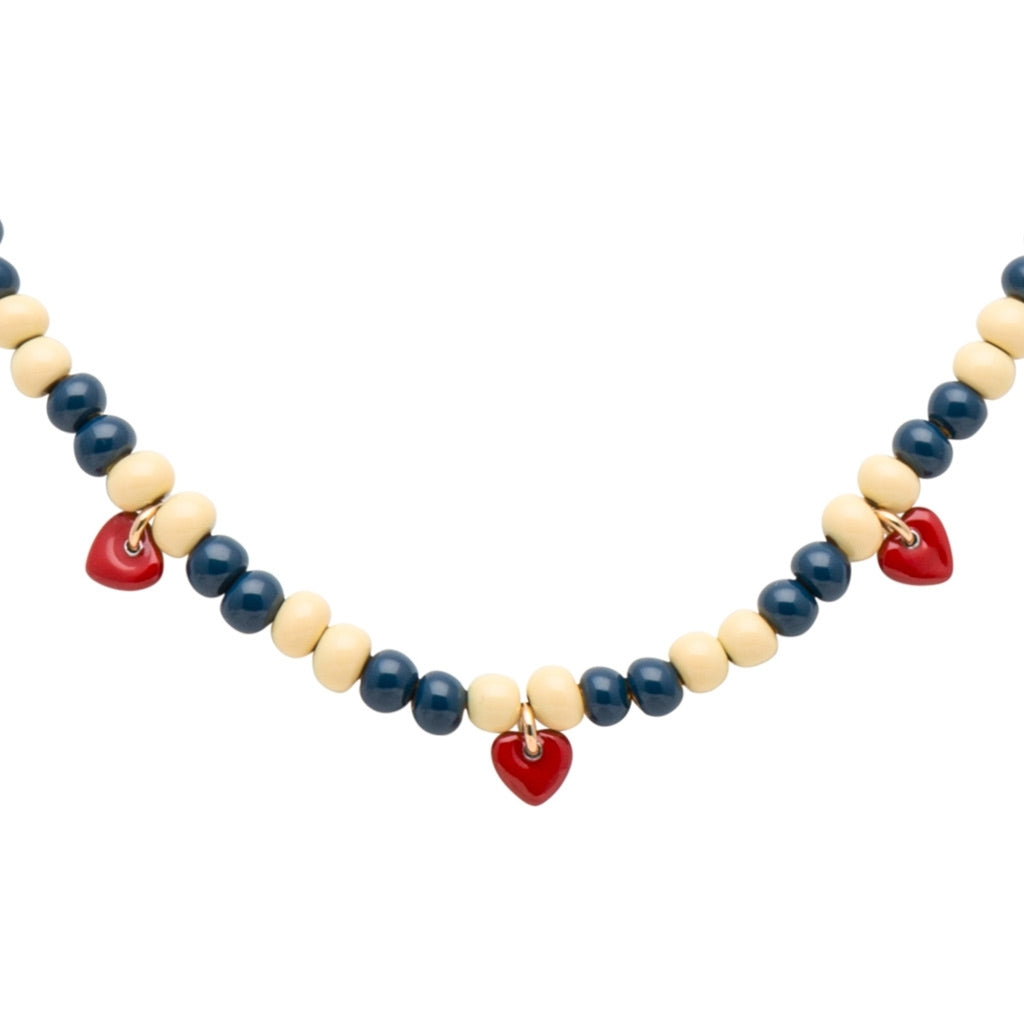 LULU Copenhagen Color Ball Heart Collier Necklaces Soft Yellow/Retro Dark Blue