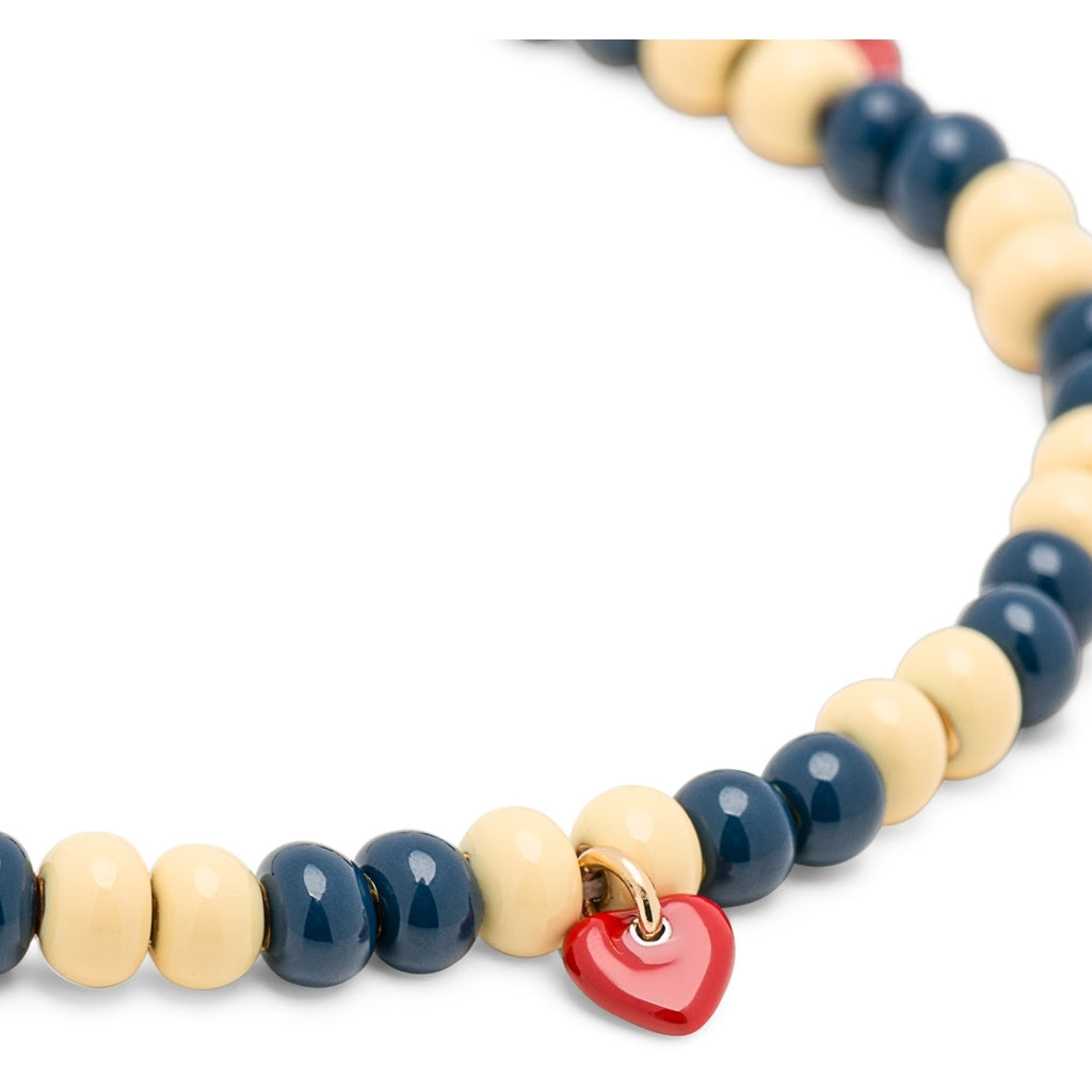 LULU Copenhagen Color Ball Heart Collier Necklaces Soft Yellow/Retro Dark Blue