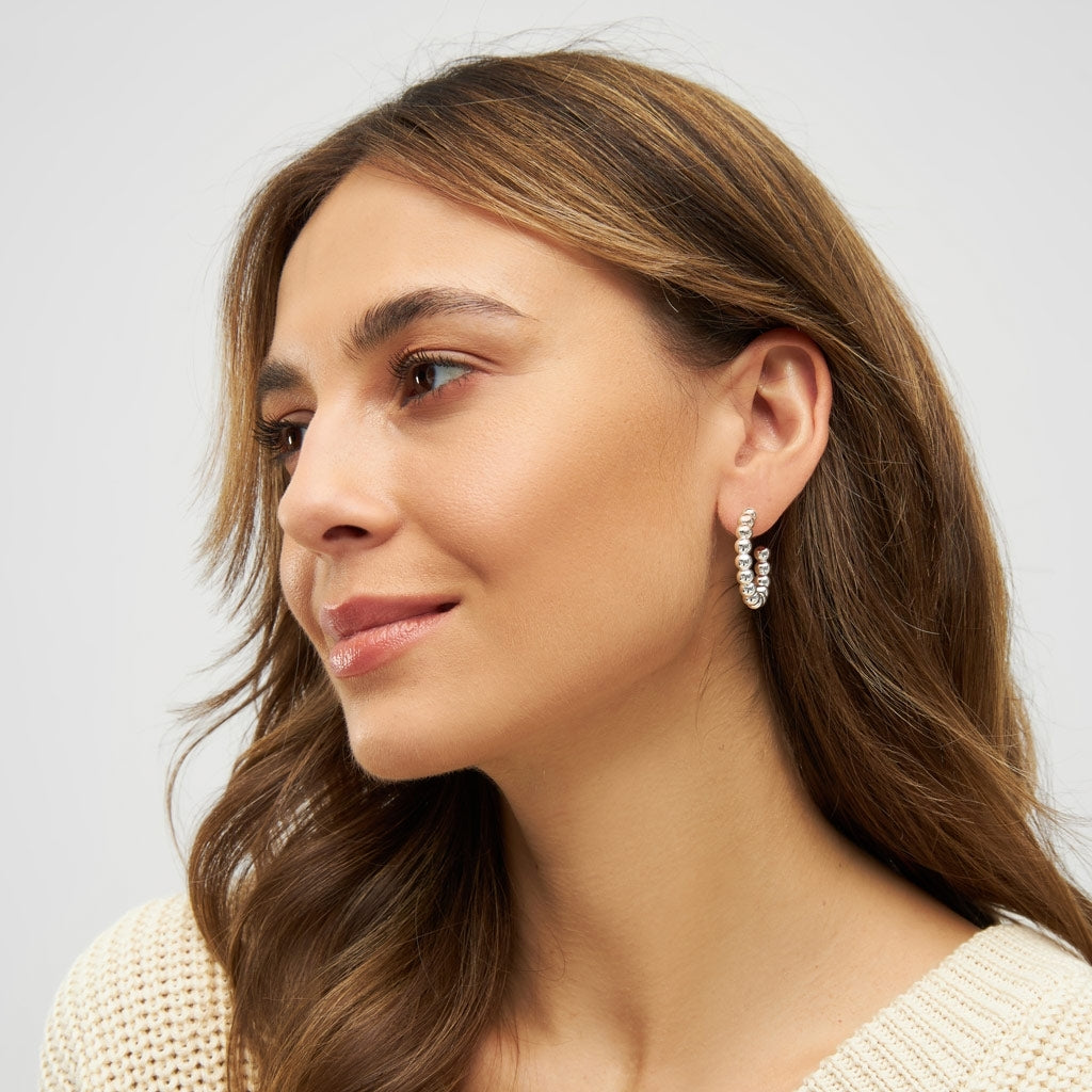 LULU Copenhagen Color Ball Hoops Large paire Hoops Silver Plated
