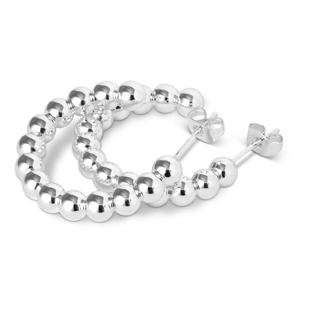 LULU Copenhagen Color Ball Hoops Large paire Hoops Silver Plated