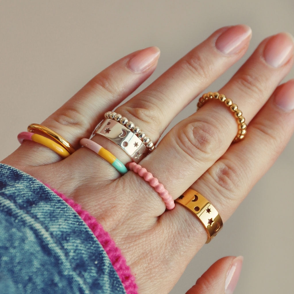 LULU Copenhagen Color Ball Ring Rings Gold Plated